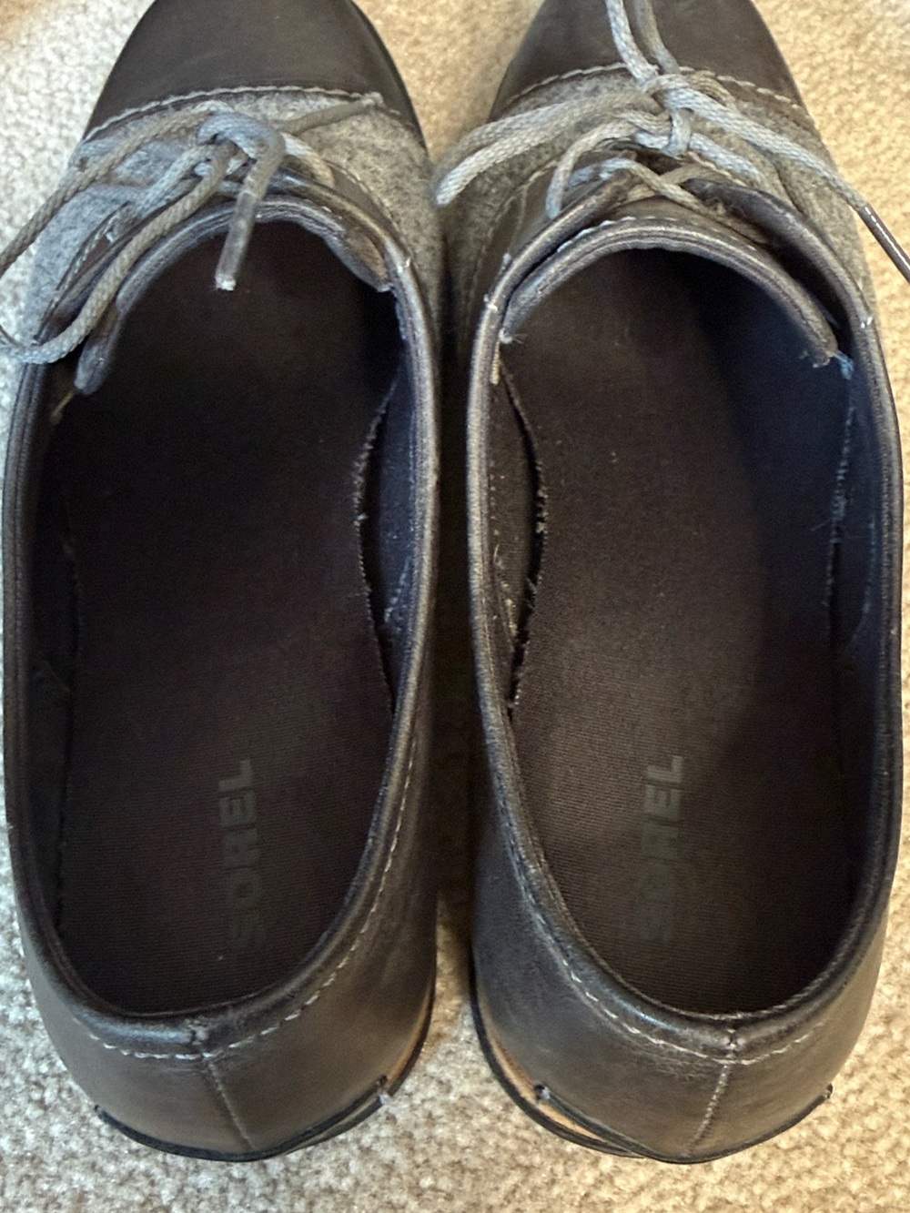 Sorel Major Oxford distressed brown Leather & gray Wool - Picture 12 of 13